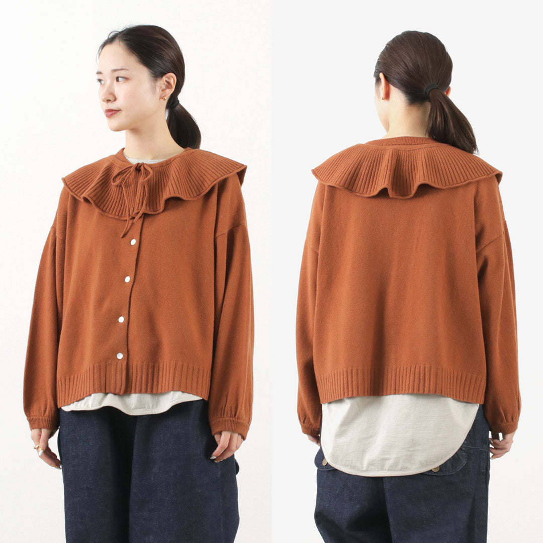 【30%OFF】TUMUGU(ツムグ) メリノウール 衿付きカーディガン