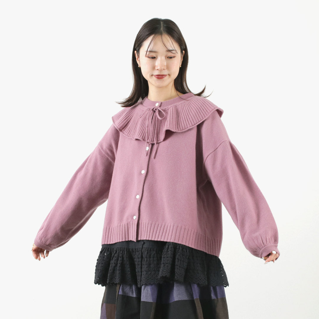 【30%OFF】TUMUGU(ツムグ) メリノウール 衿付きカーディガン