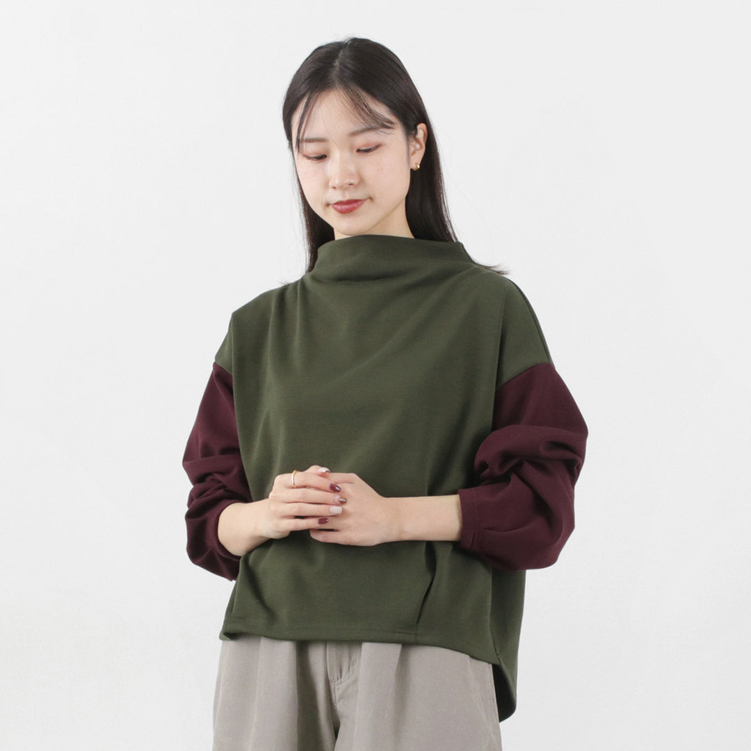 【40%OFF】KELEN(ケレン) バイカラー モックネックトップス