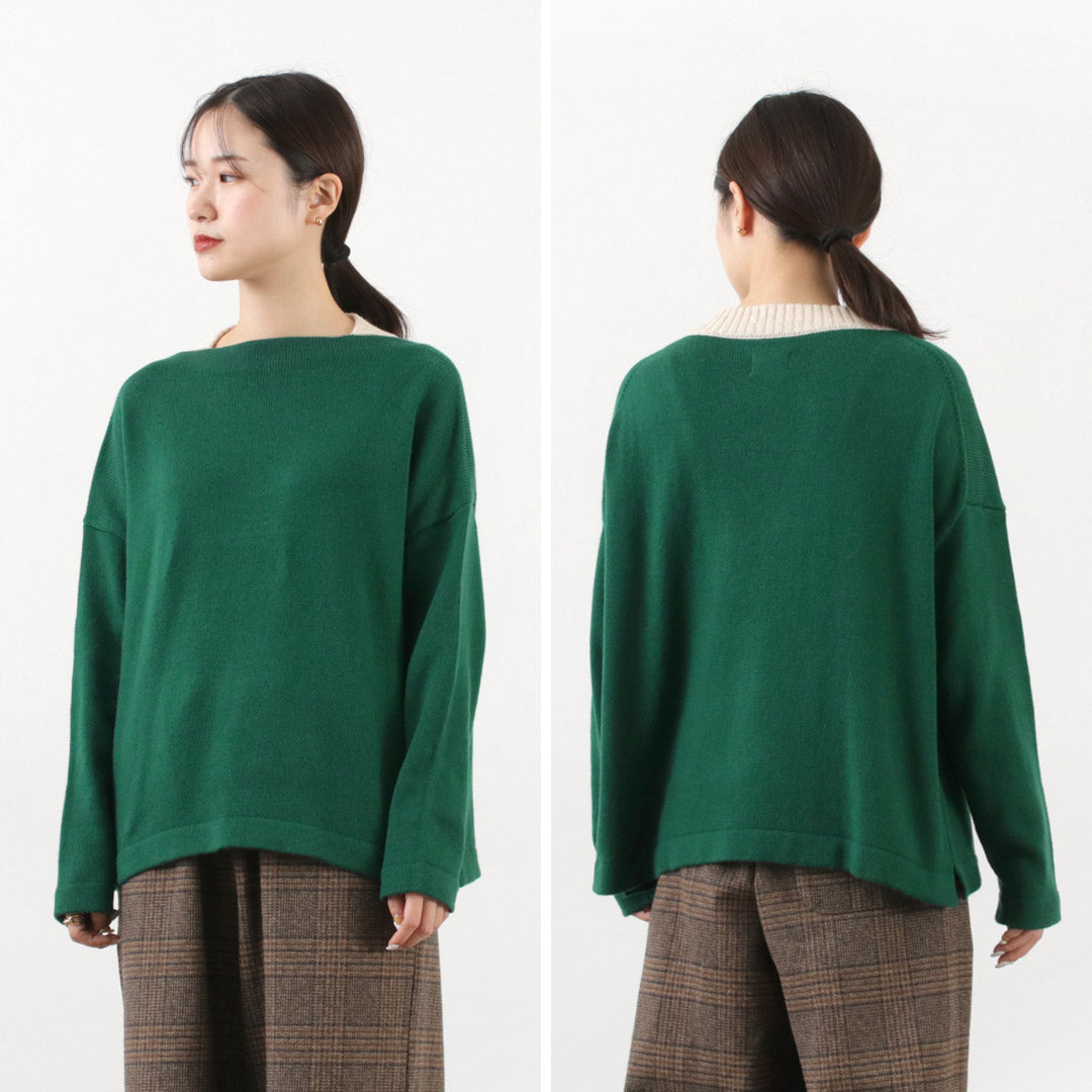 【30%OFF】MAO MADE(マオメイド) やわらかウール ミドルゲージ ワイドプルオーバーニット