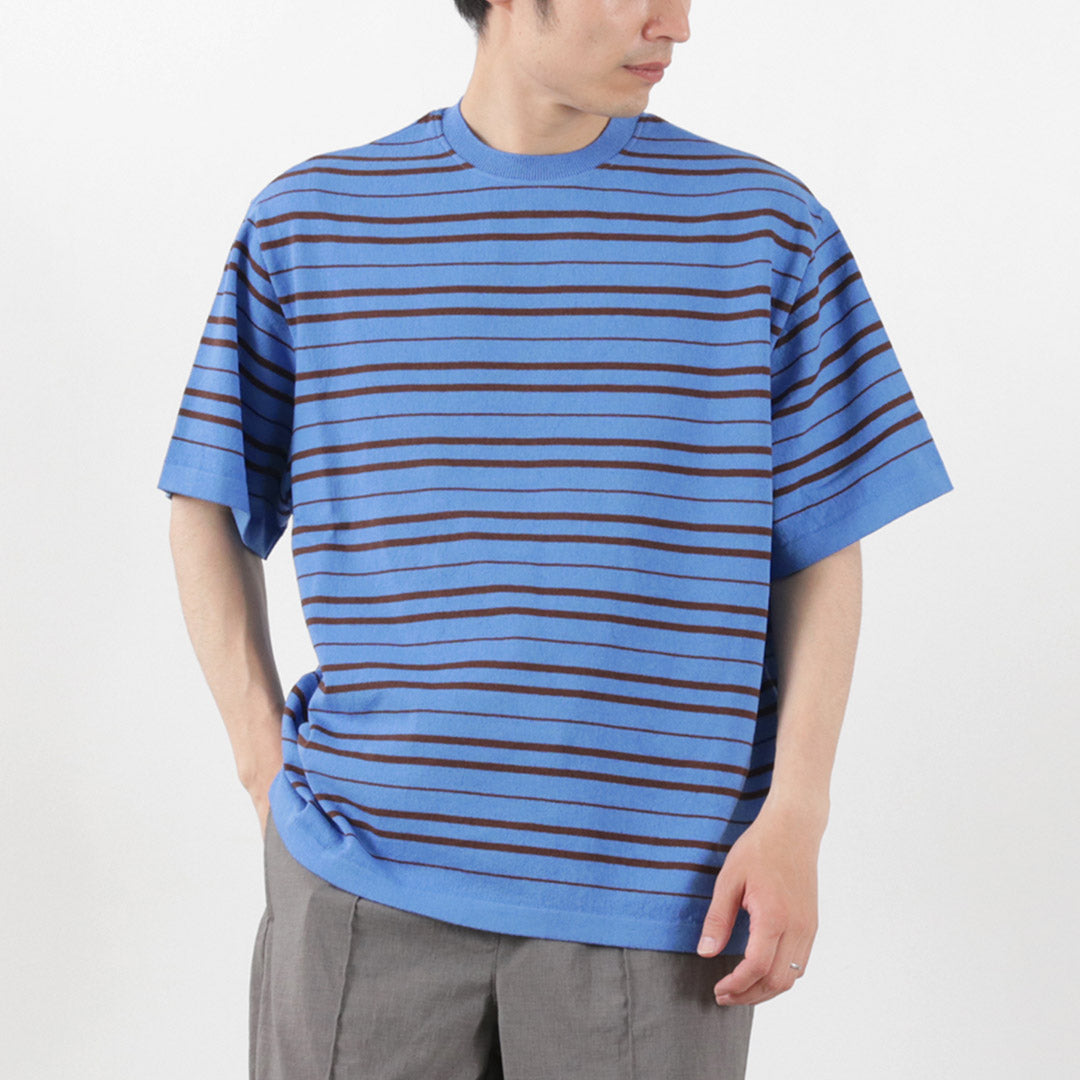 【30%OFF】YONETOMI NEW BASIC(ヨネトミニューベーシック) ライト ウェーブコットン ニット プルオーバーTシャツ
