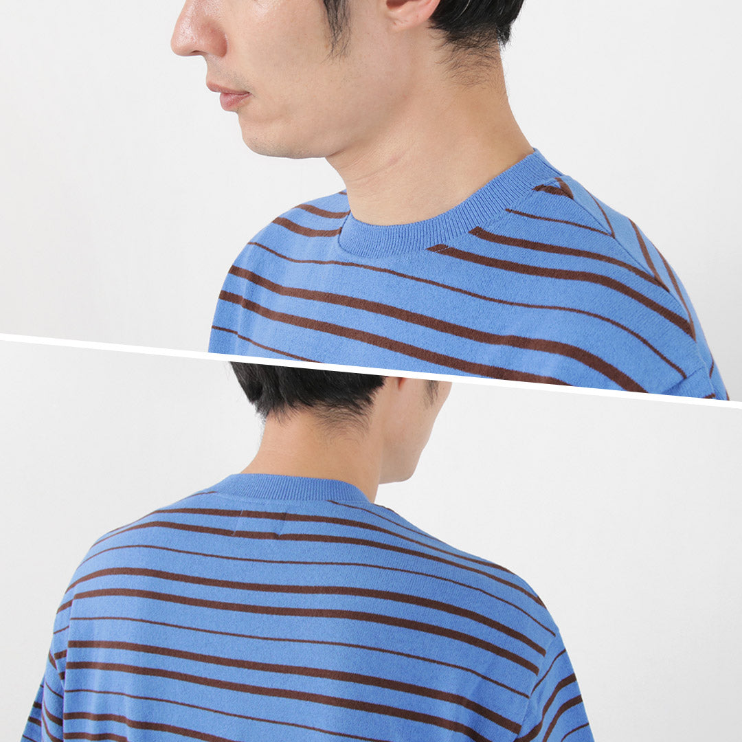 【30%OFF】YONETOMI NEW BASIC(ヨネトミニューベーシック) ライト ウェーブコットン ニット プルオーバーTシャツ