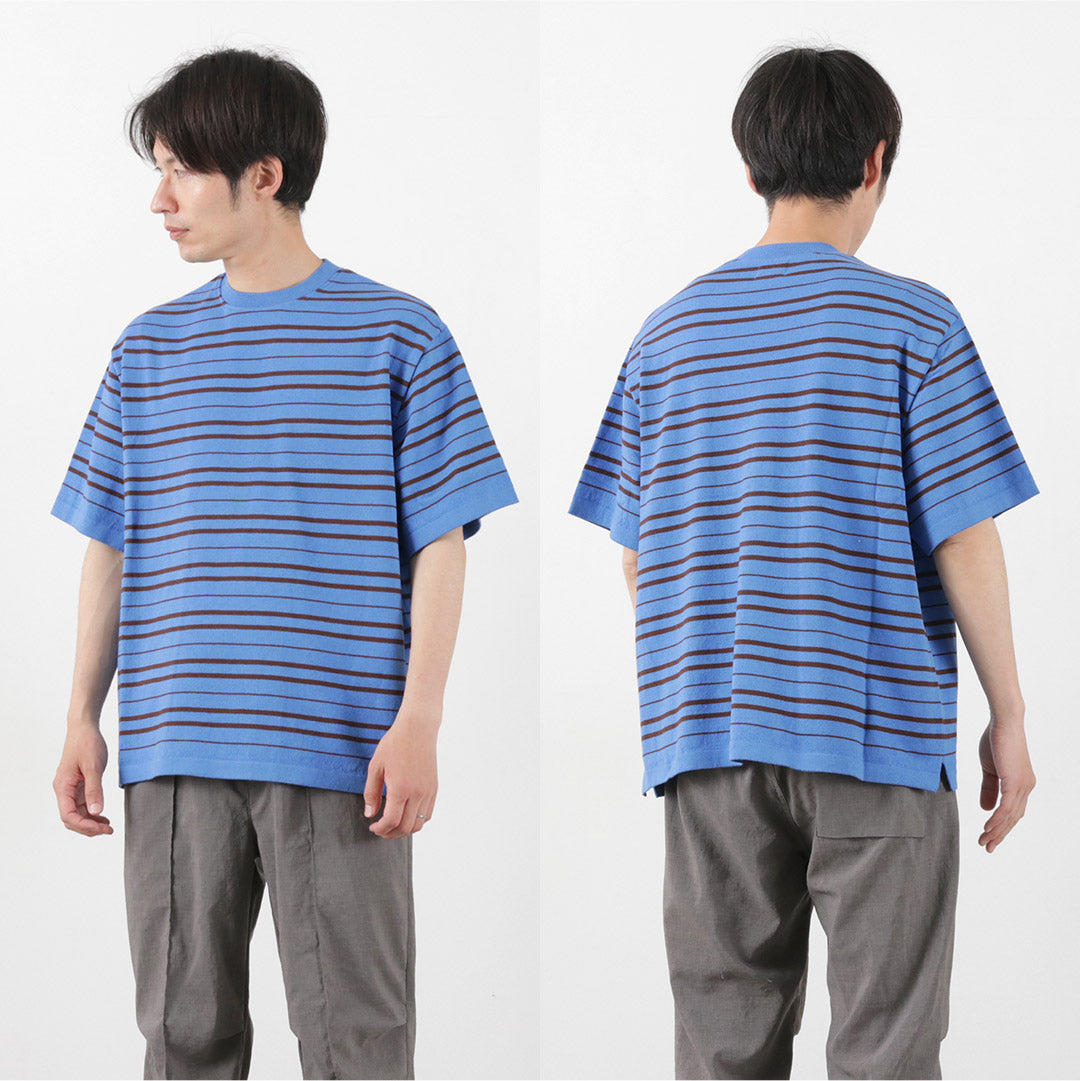【30%OFF】YONETOMI NEW BASIC(ヨネトミニューベーシック) ライト ウェーブコットン ニット プルオーバーTシャツ