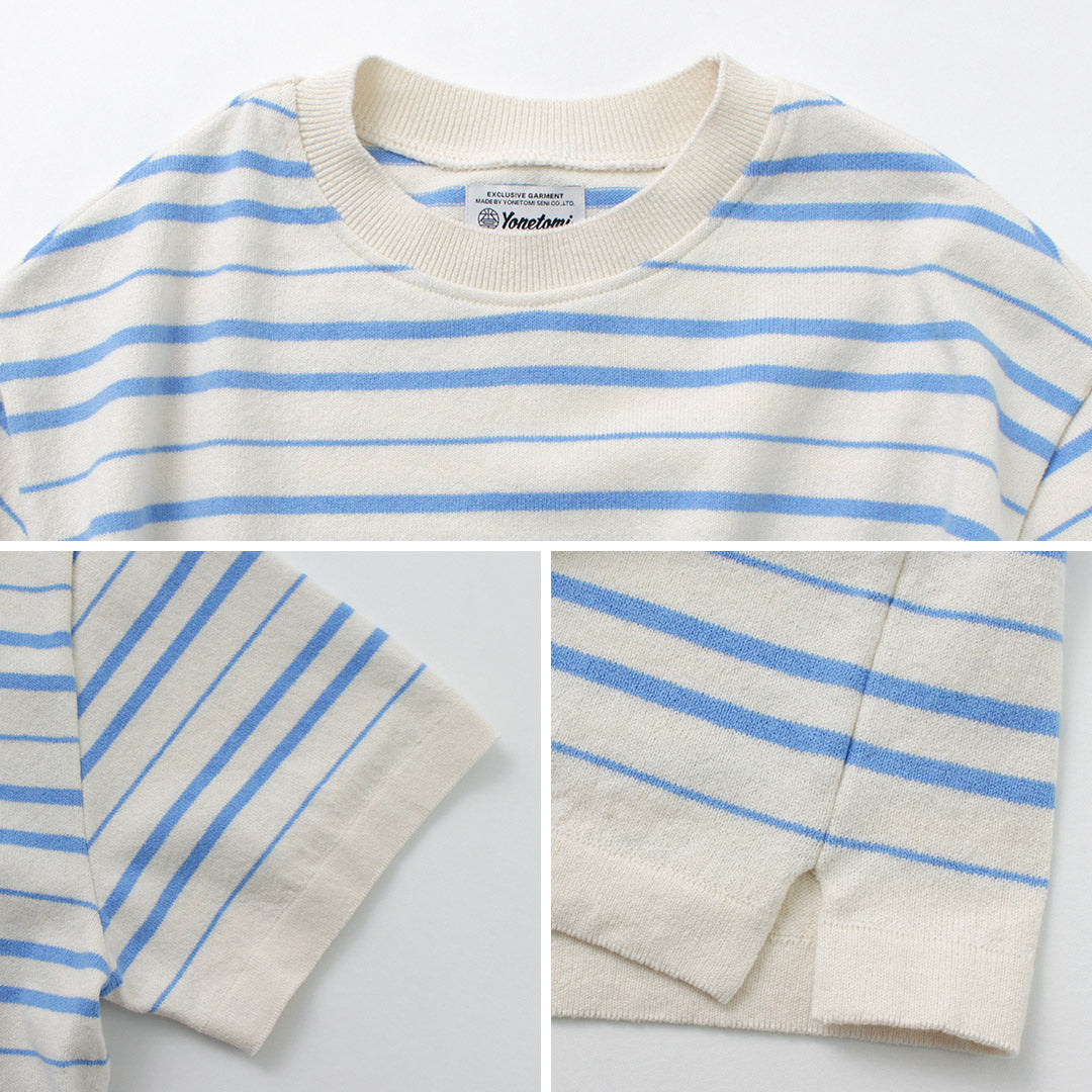 【30%OFF】YONETOMI NEW BASIC(ヨネトミニューベーシック) ライト ウェーブコットン ニット プルオーバーTシャツ