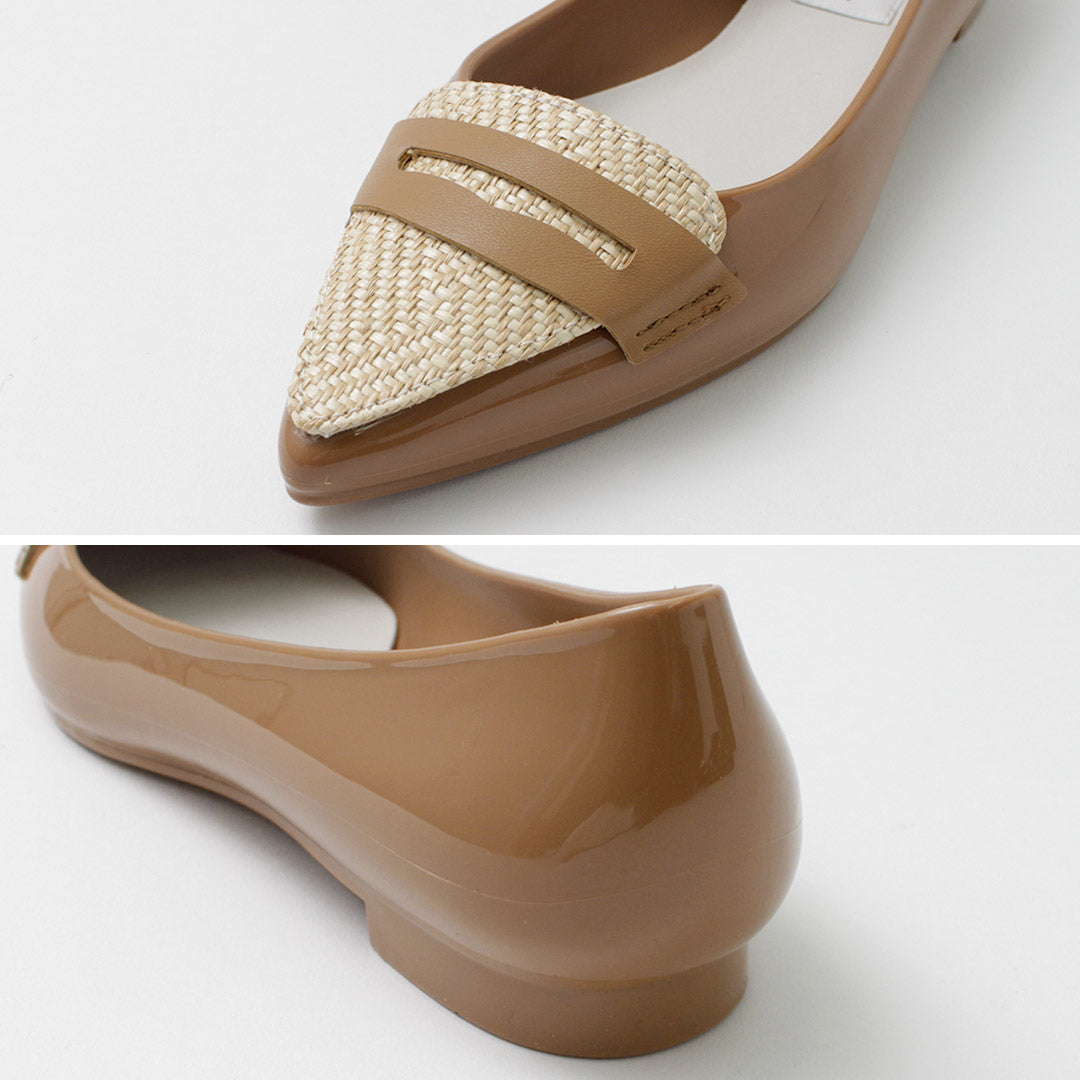 【30%OFF】TEMPERATE(テンパレイト) ポインテッド ローファー レインパンプス ラフィア