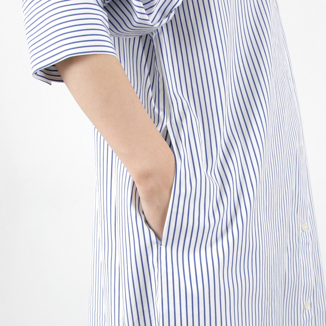 【50%OFF】MIDIUMISOLID(ミディウミソリッド) ロング シャツワンピース ストライプ