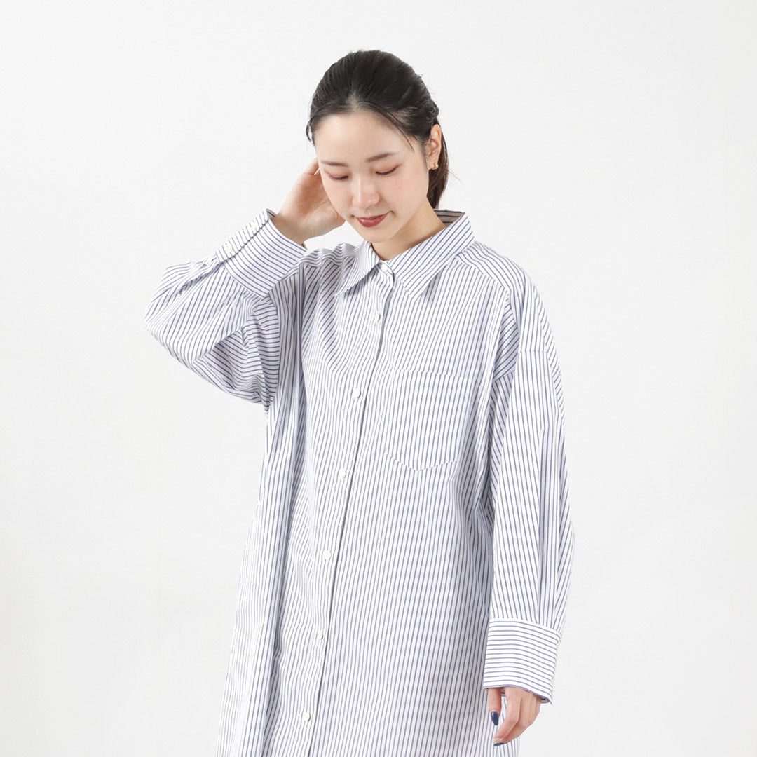 【50%OFF】MIDIUMISOLID(ミディウミソリッド) ロング シャツワンピース ストライプ