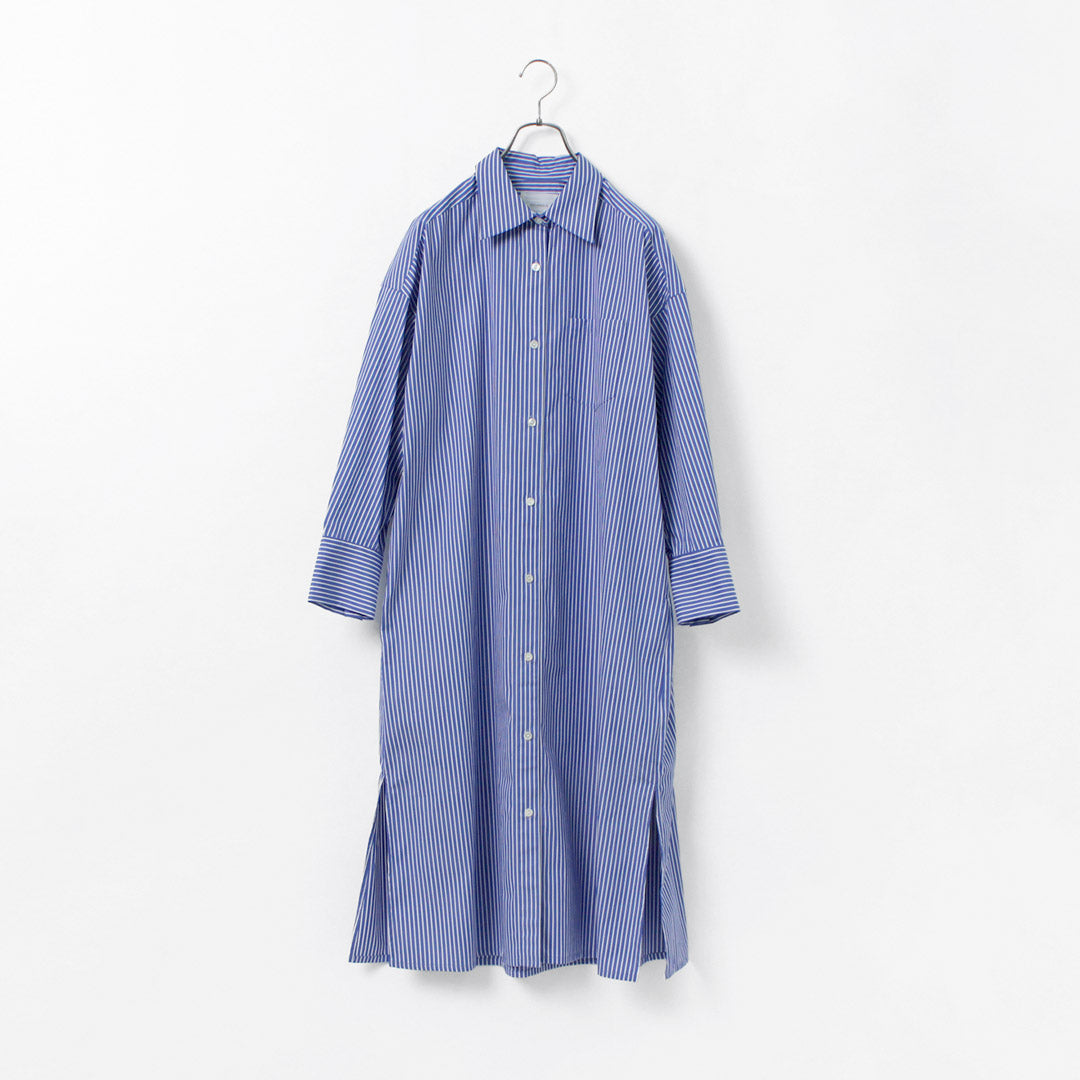 【50%OFF】MIDIUMISOLID(ミディウミソリッド) ロング シャツワンピース ストライプ
