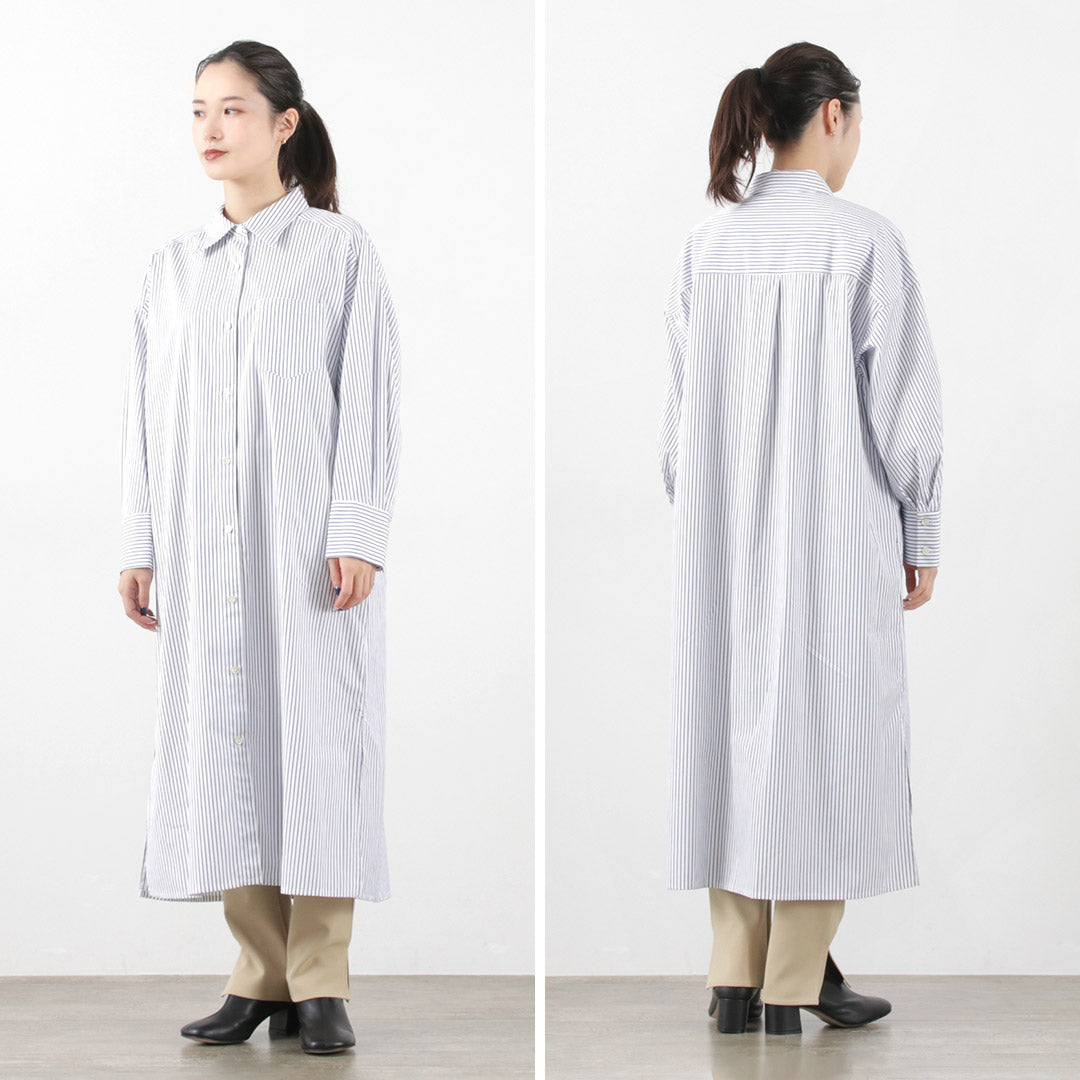 【50%OFF】MIDIUMISOLID(ミディウミソリッド) ロング シャツワンピース ストライプ