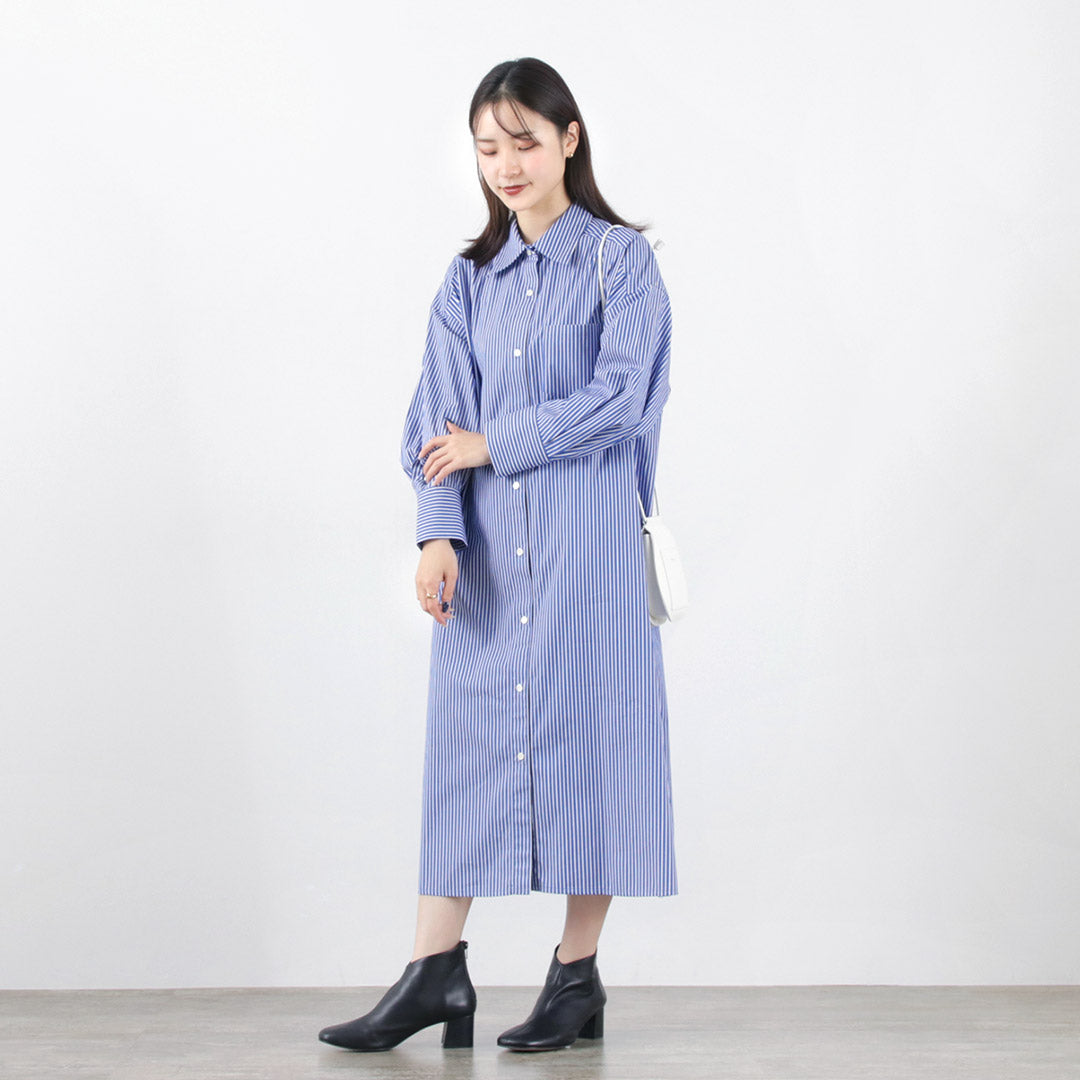 【50%OFF】MIDIUMISOLID(ミディウミソリッド) ロング シャツワンピース ストライプ