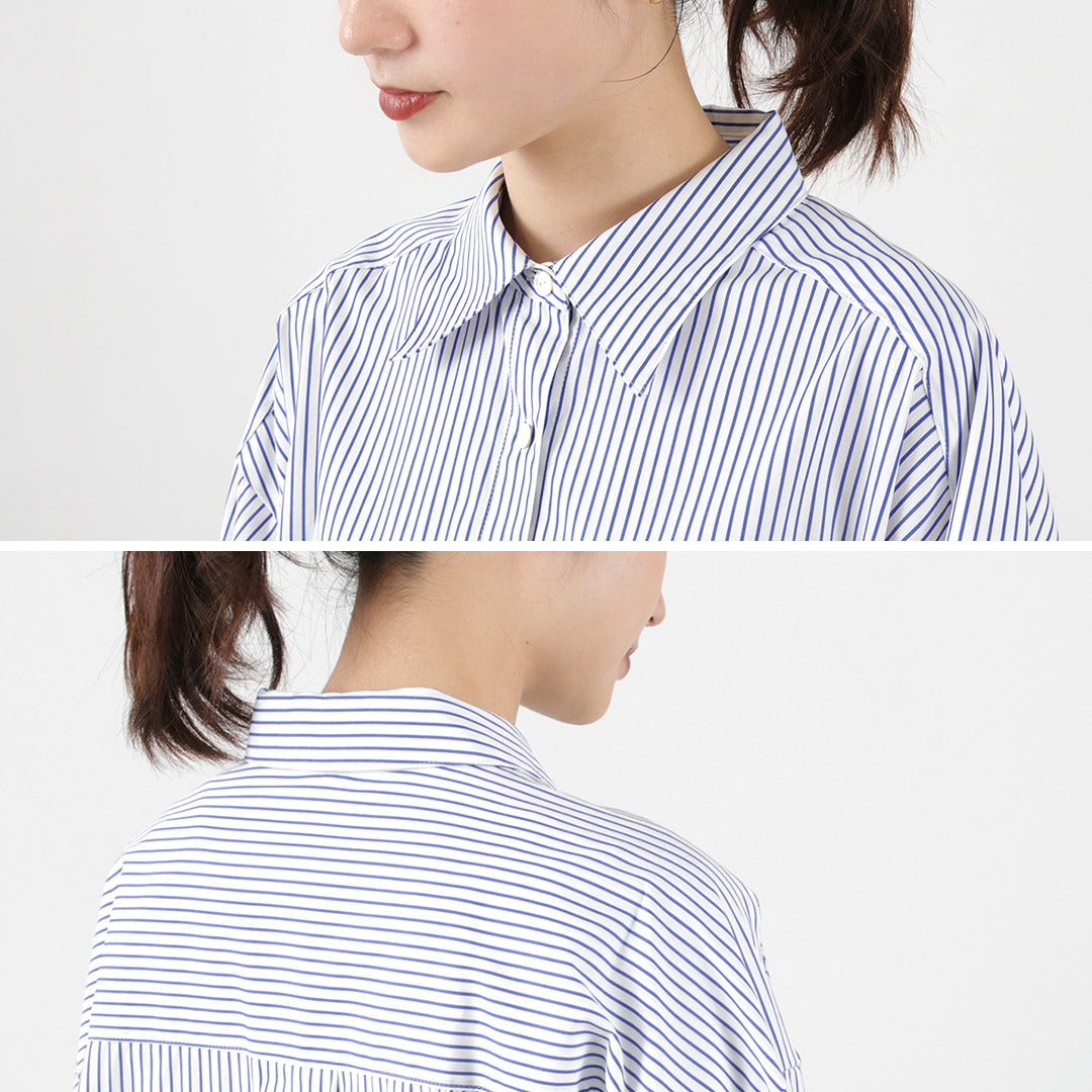 【50%OFF】MIDIUMISOLID(ミディウミソリッド) ロング シャツワンピース ストライプ
