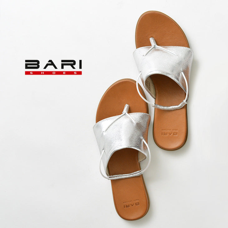 【50%OFF】BARI(バリ) レザー トング フラット サンダル(シルバー)