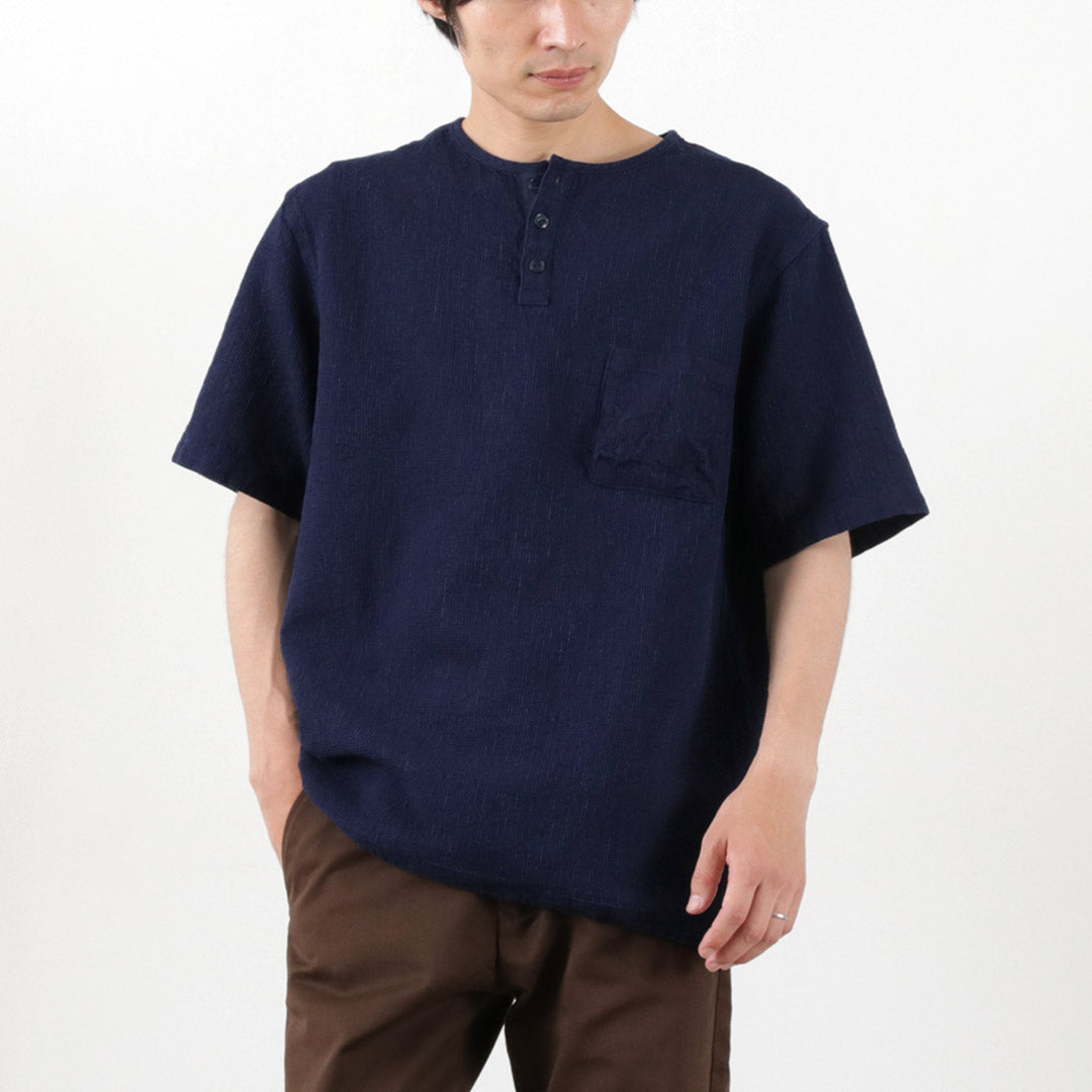 FOB FACTORY(FOBファクトリー) F3493 インディゴ ワッフル Tシャツ