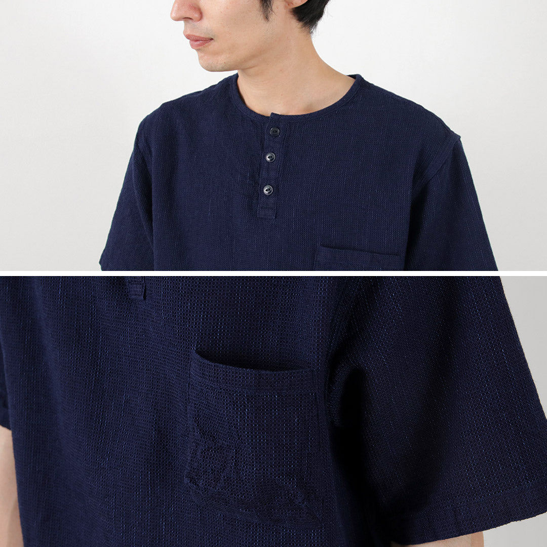 FOB FACTORY(FOBファクトリー) F3493 インディゴ ワッフル Tシャツ