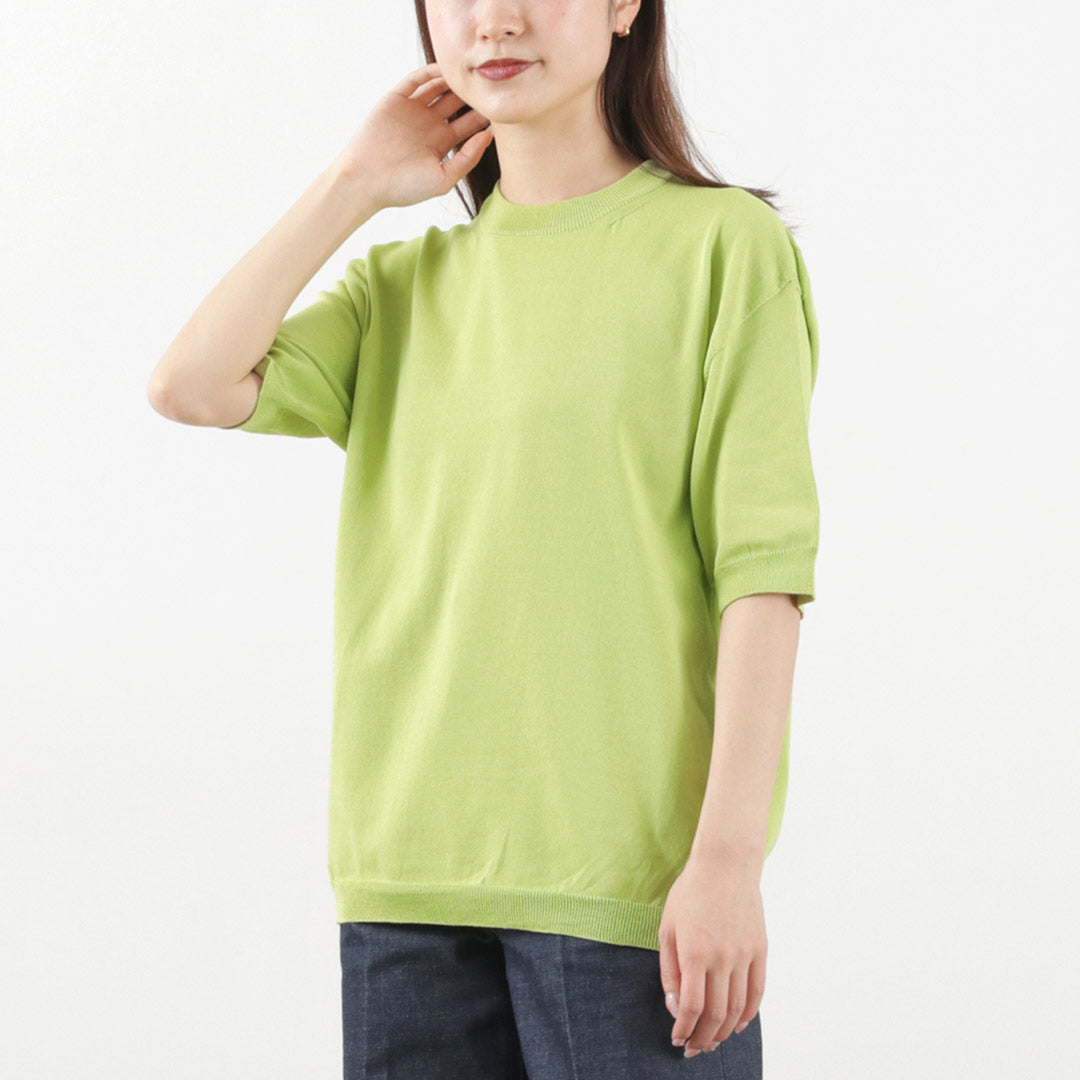 【50%OFF】SOGLIA(ソリア) コットン フィット シームレス ニットTシャツ