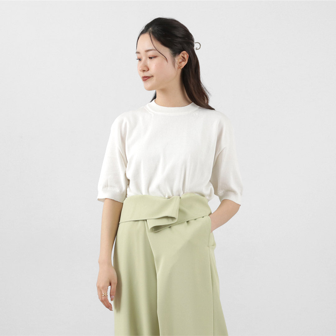 【50%OFF】SOGLIA(ソリア) コットン フィット シームレス ニットTシャツ