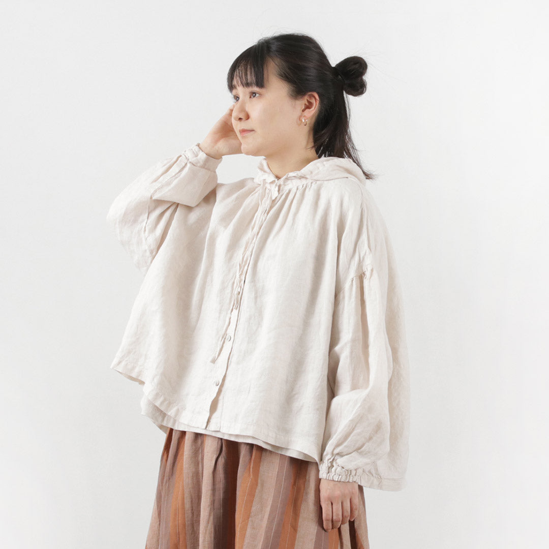 【50%OFF】TUMUGU(ツムグ) ソリトリネン フードブラウス