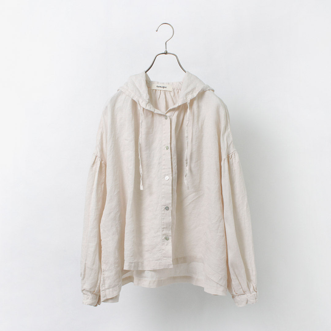 【50%OFF】TUMUGU(ツムグ) ソリトリネン フードブラウス
