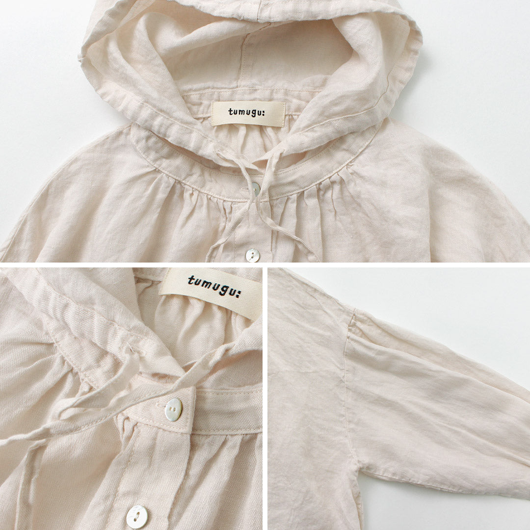 【50%OFF】TUMUGU(ツムグ) ソリトリネン フードブラウス