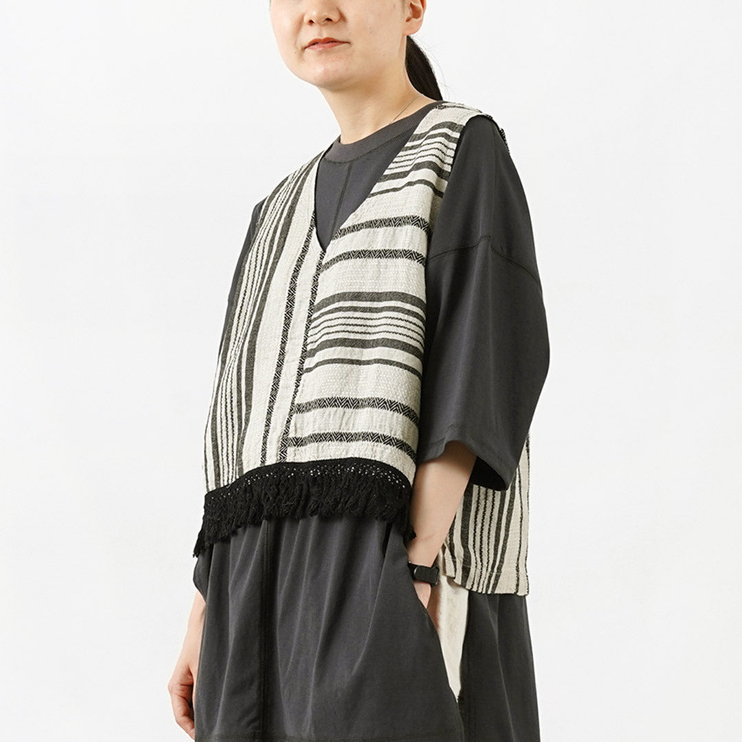 【30%OFF】TUMUGU(ツムグ) ジャガードストライプ ベスト