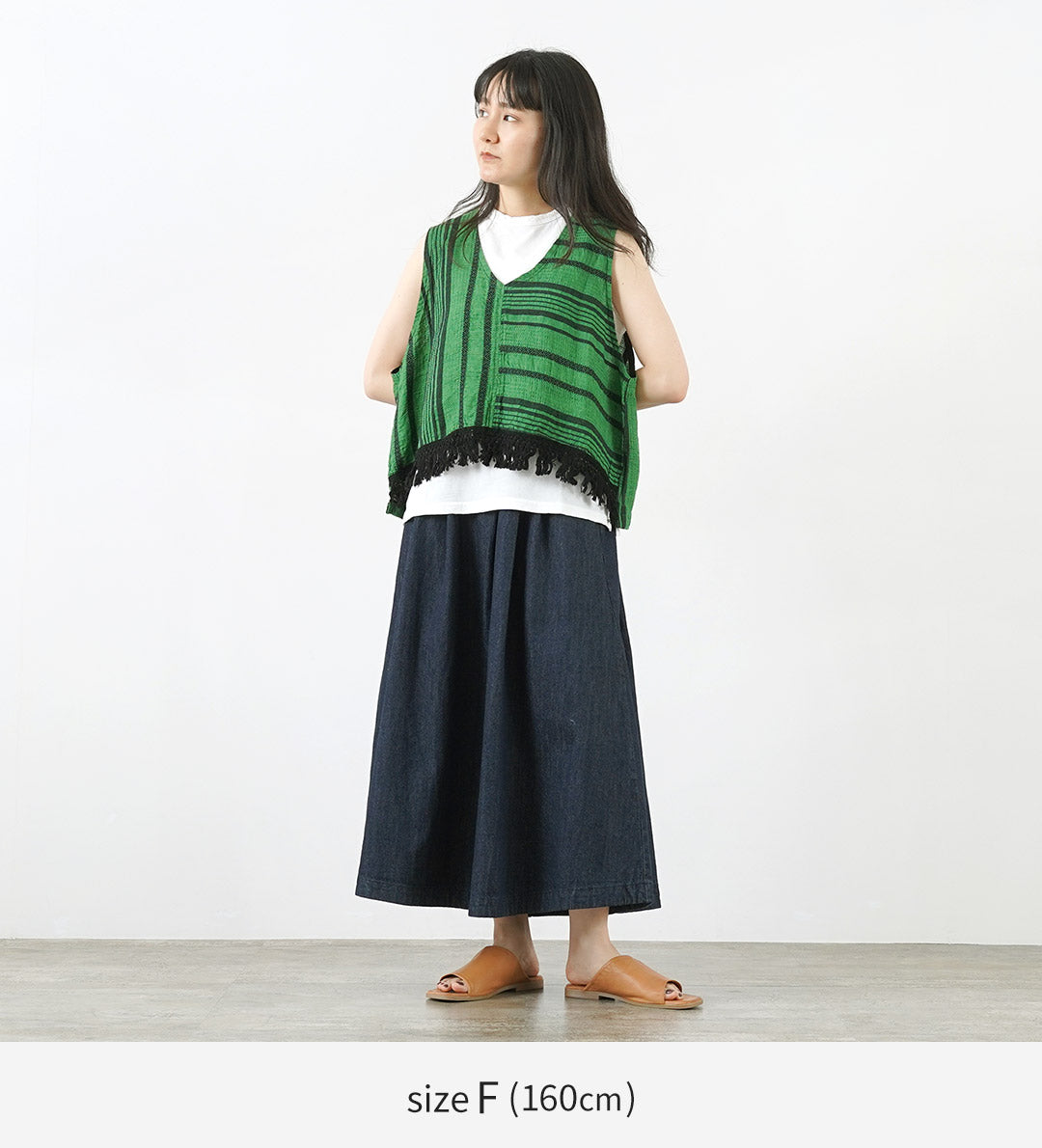【30%OFF】TUMUGU(ツムグ) ジャガードストライプ ベスト