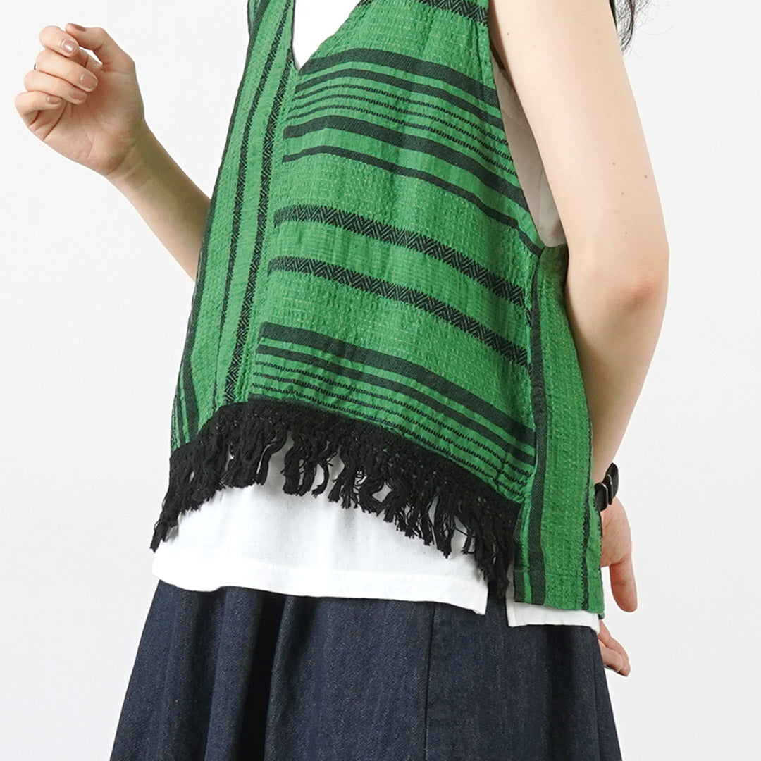 【30%OFF】TUMUGU(ツムグ) ジャガードストライプ ベスト