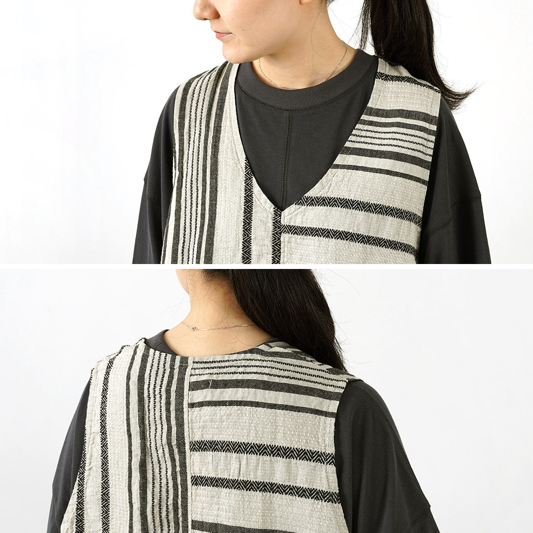 【30%OFF】TUMUGU(ツムグ) ジャガードストライプ ベスト