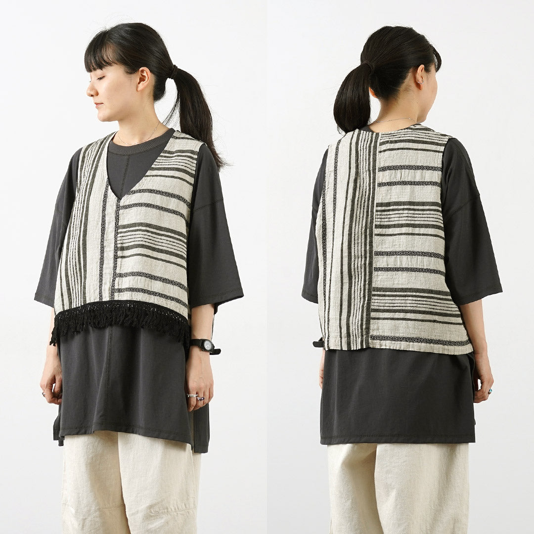 【30%OFF】TUMUGU(ツムグ) ジャガードストライプ ベスト