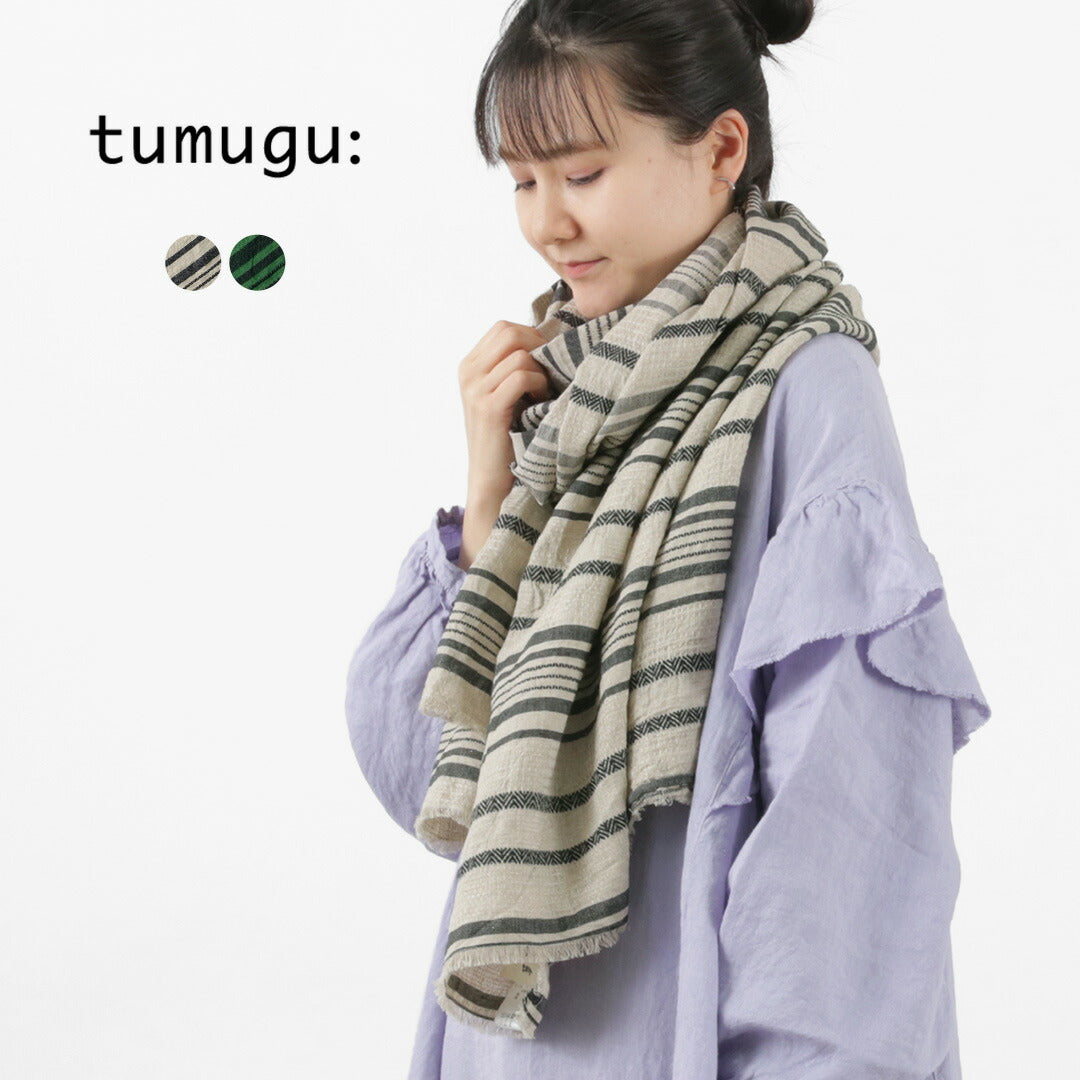 【50%OFF】TUMUGU(ツムグ) ジャガードストライプ ストール