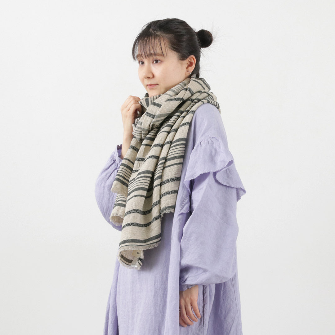 【50%OFF】TUMUGU(ツムグ) ジャガードストライプ ストール