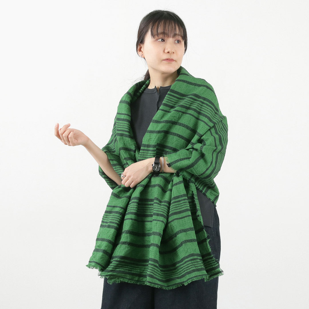 【50%OFF】TUMUGU(ツムグ) ジャガードストライプ ストール