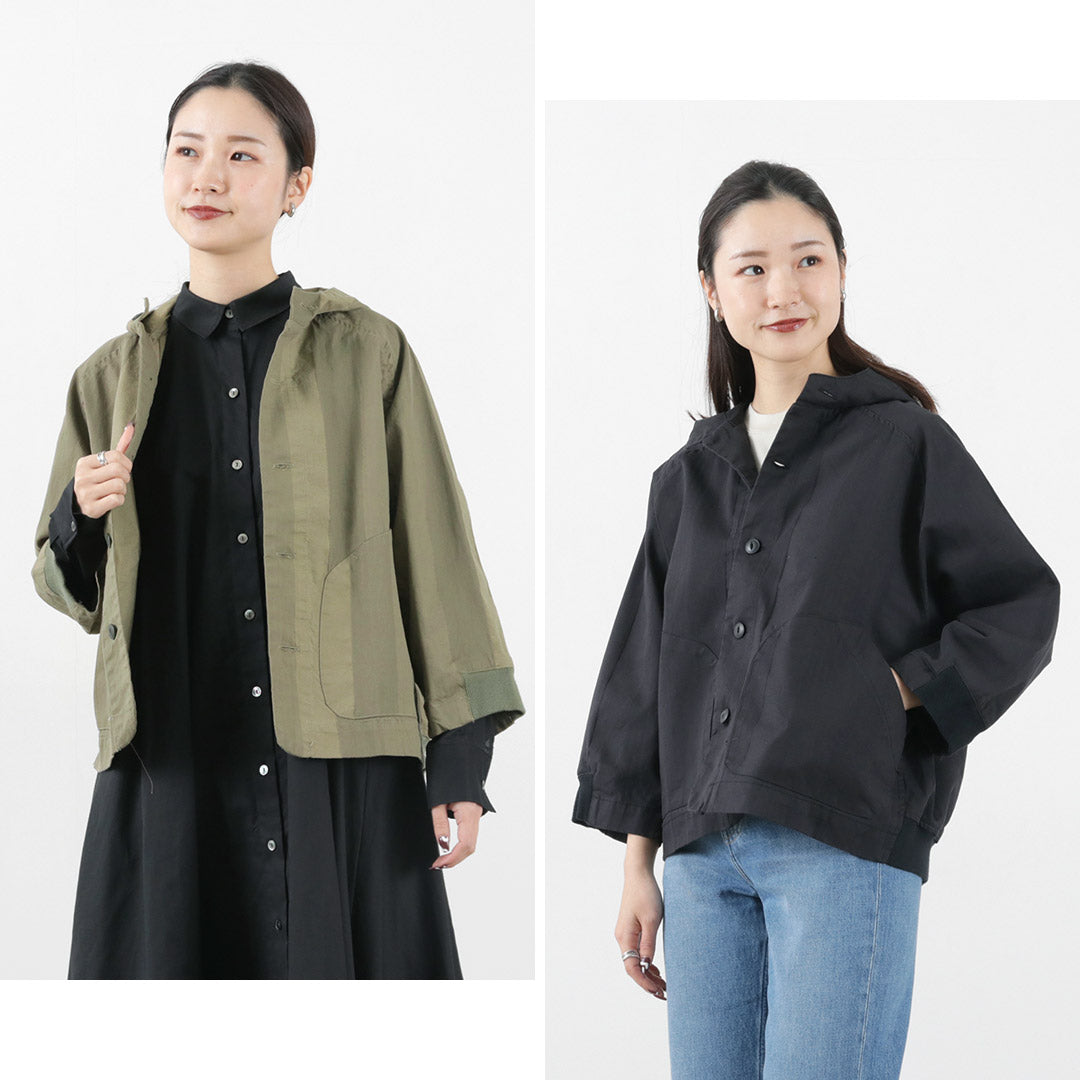 【50%OFF】ESTROISLOSE(エストゥロワルーズ) ドビーストライプ フード付ブルゾン