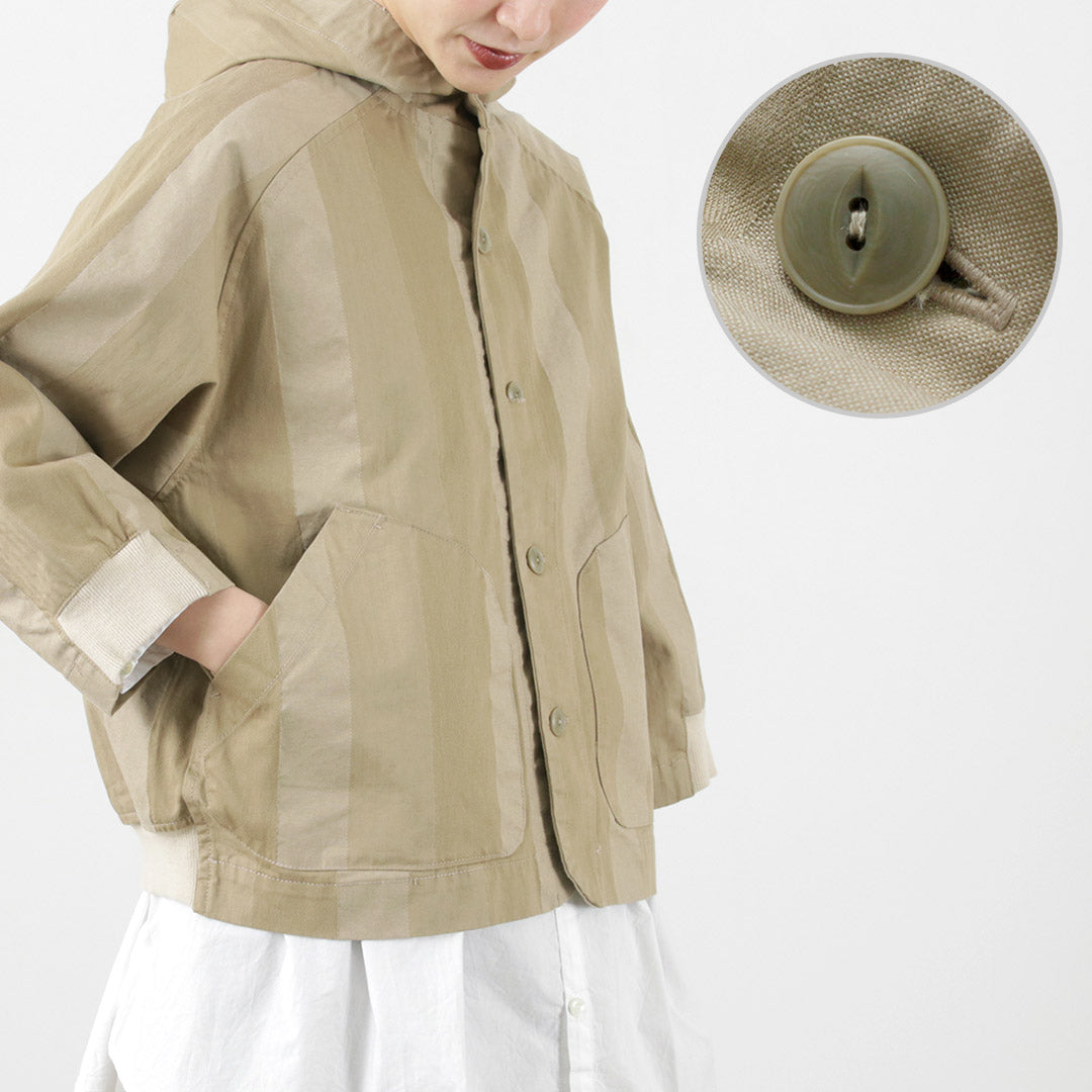 【50%OFF】ESTROISLOSE(エストゥロワルーズ) ドビーストライプ フード付ブルゾン