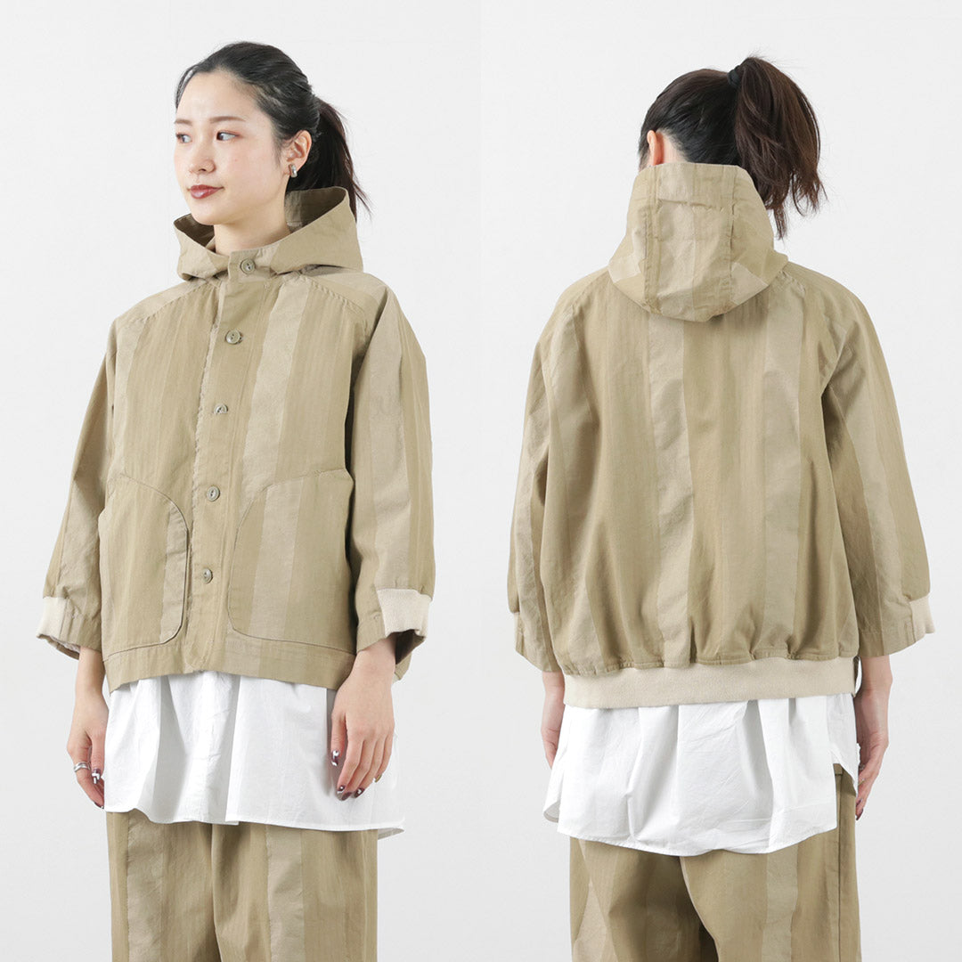 【50%OFF】ESTROISLOSE(エストゥロワルーズ) ドビーストライプ フード付ブルゾン