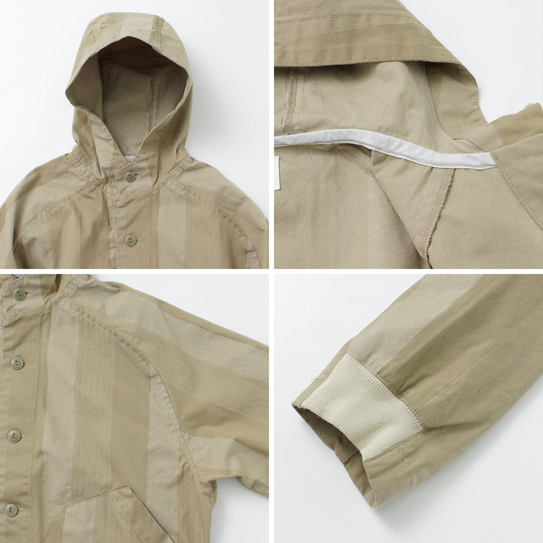 【50%OFF】ESTROISLOSE(エストゥロワルーズ) ドビーストライプ フード付ブルゾン