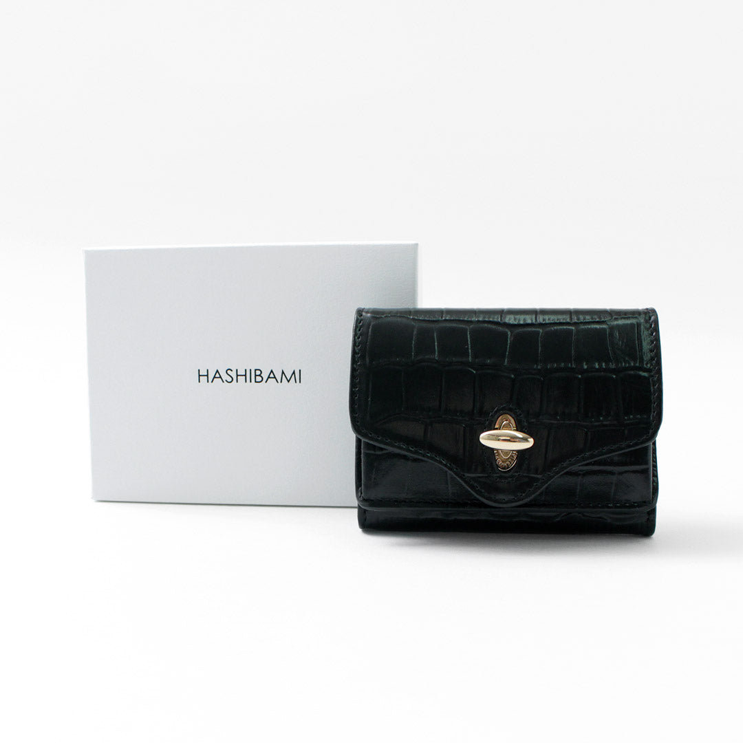 HASHIBAMI(ハシバミ) ニュージーン クロコ型押し 3つ折り財布