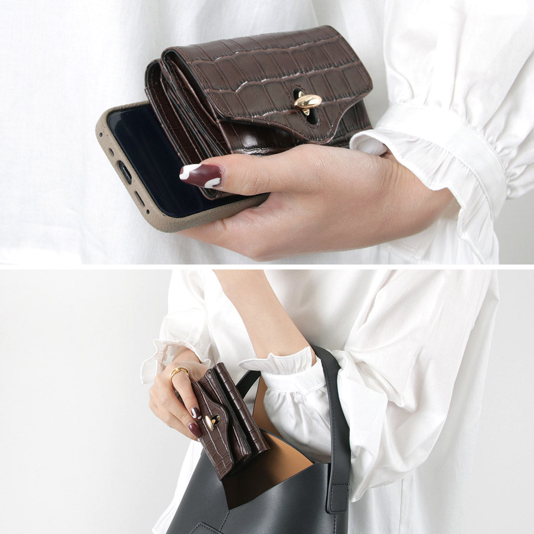 HASHIBAMI(ハシバミ) ニュージーン クロコ型押し 3つ折り財布