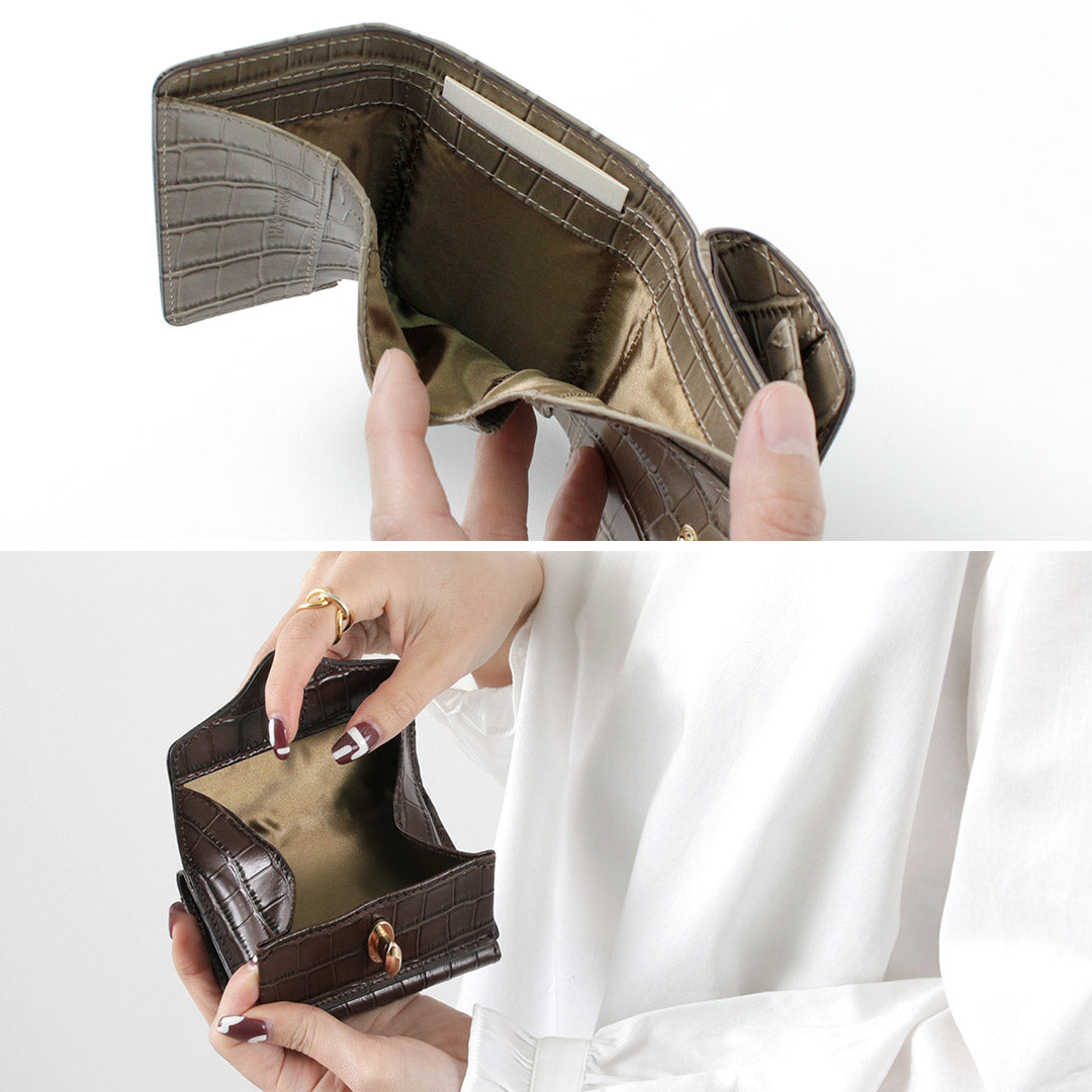 HASHIBAMI(ハシバミ) ニュージーン クロコ型押し 3つ折り財布