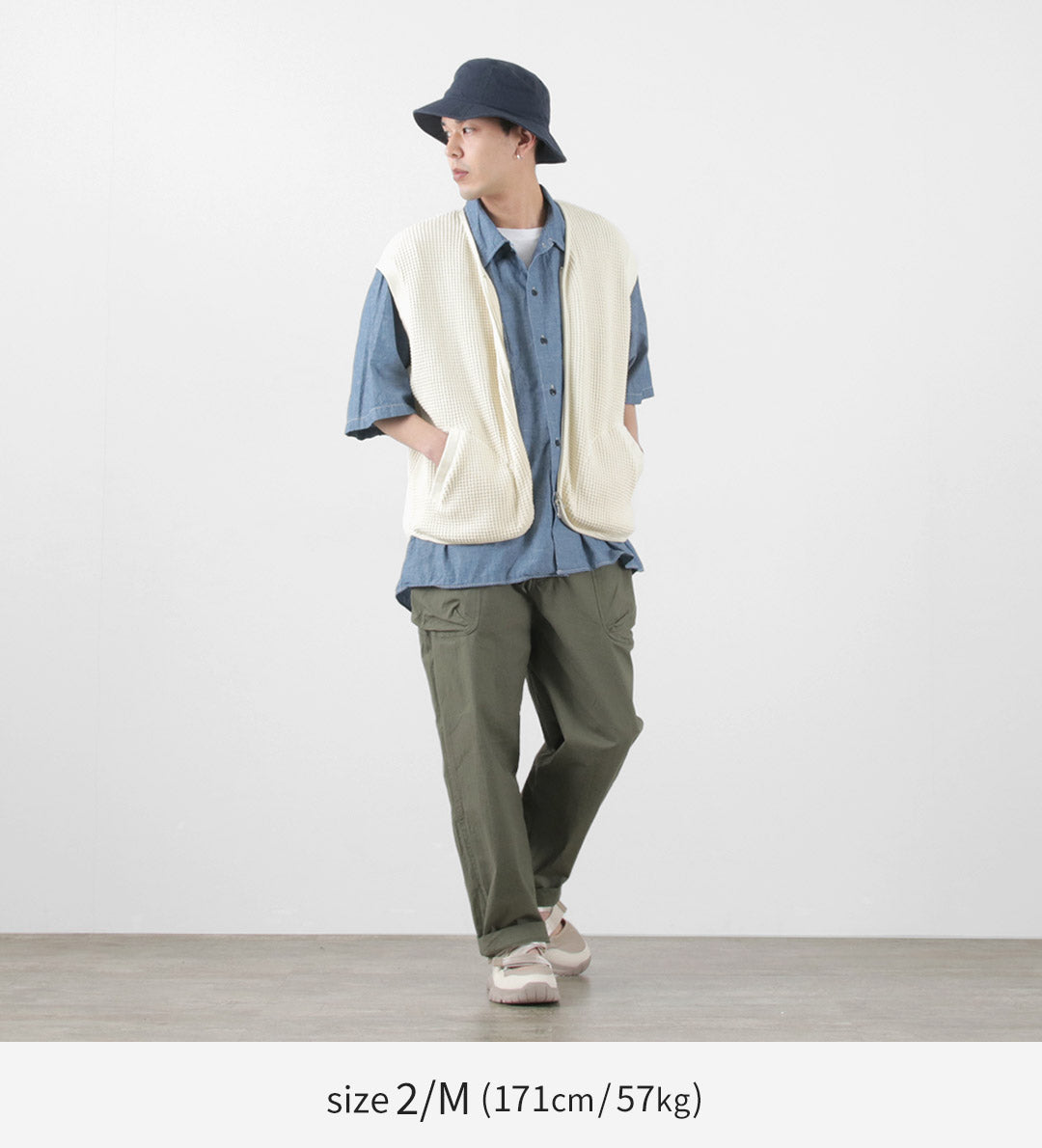 【50%OFF】SI(エスアイ) ワッフル ジップ ベスト