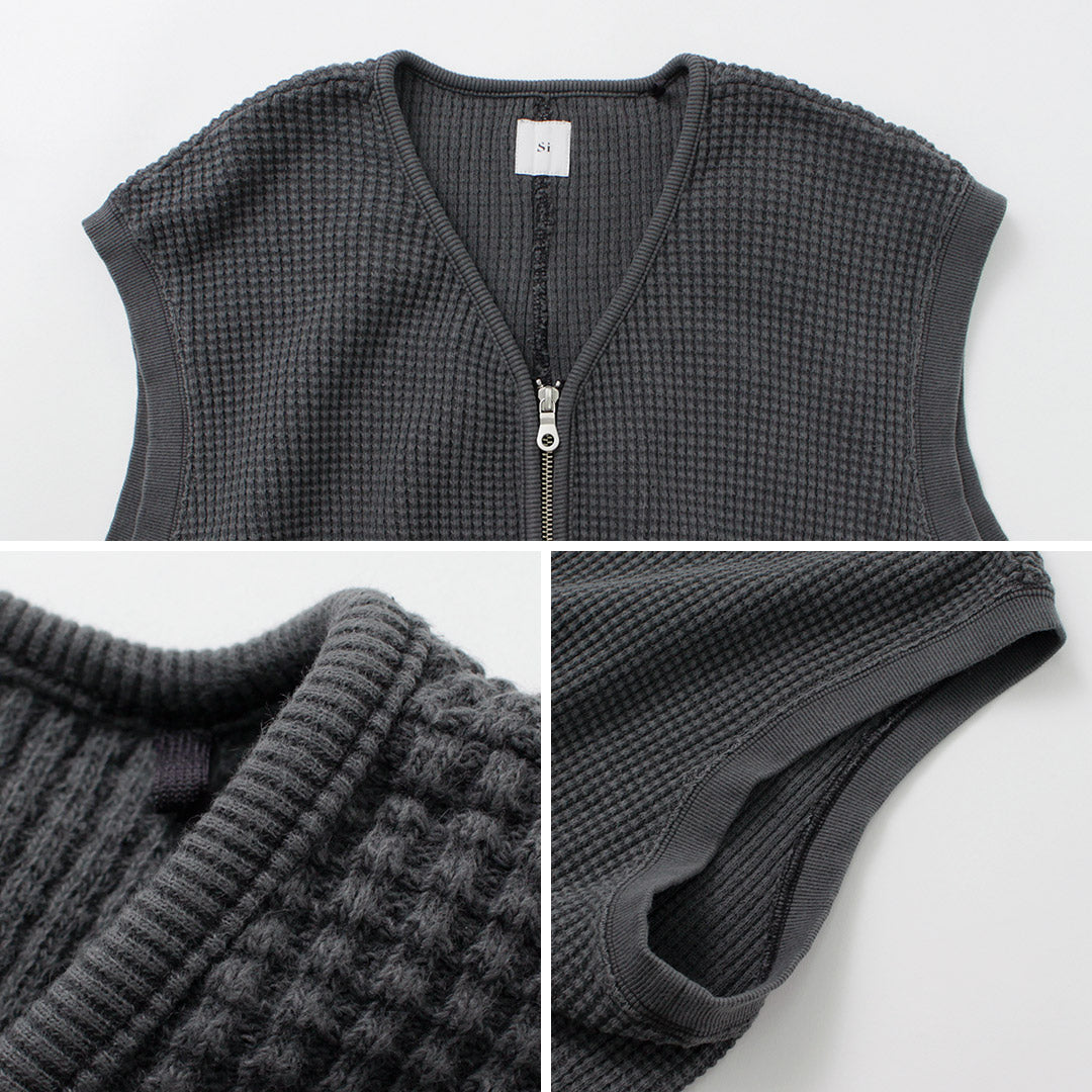 【50%OFF】SI(エスアイ) ワッフル ジップ ベスト
