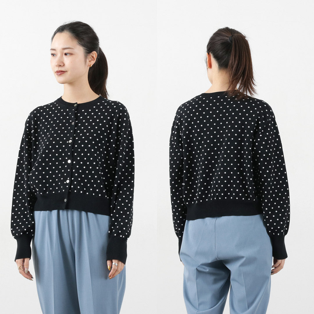 【30%OFF】mizuiro ind(ミズイロインド) ドットジャガード クルーネックカーディガン