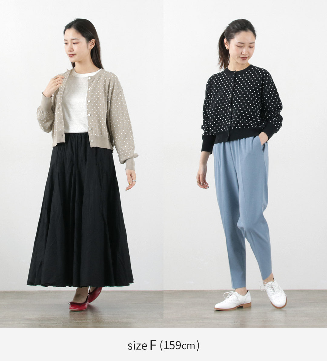 【30%OFF】mizuiro ind(ミズイロインド) ドットジャガード クルーネックカーディガン