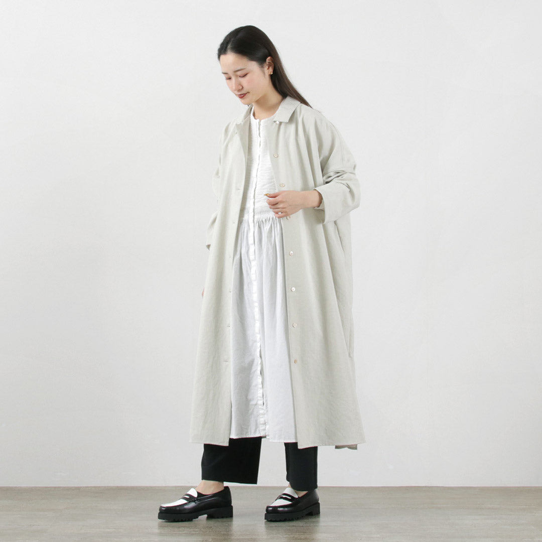 【30%OFF】mizuiro ind(ミズイロインド) ワイド シャツカラー コート / レディース アウター ライトアウター ロング ワンピース シャツワンピース 長袖【セール】