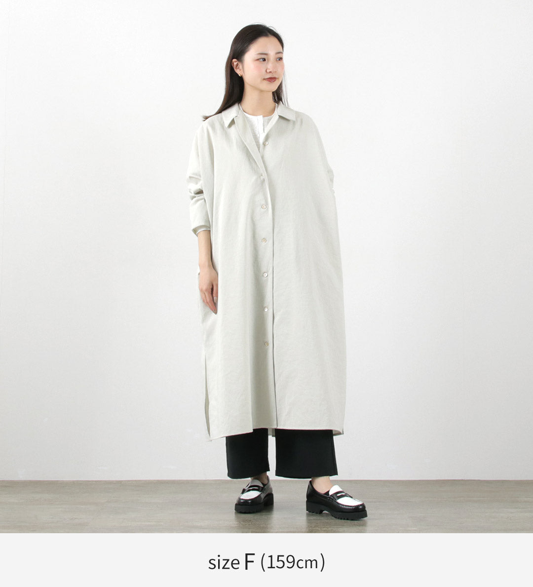 【30%OFF】mizuiro ind(ミズイロインド) ワイド シャツカラー コート / レディース アウター ライトアウター ロング ワンピース シャツワンピース 長袖【セール】