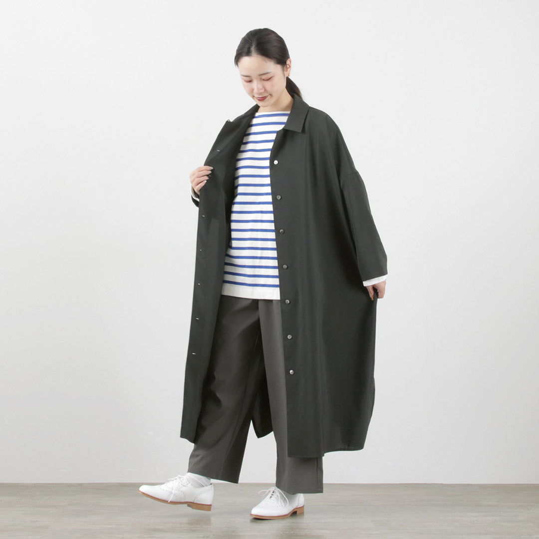 【30%OFF】mizuiro ind(ミズイロインド) ワイド シャツカラー コート / レディース アウター ライトアウター ロング ワンピース シャツワンピース 長袖【セール】