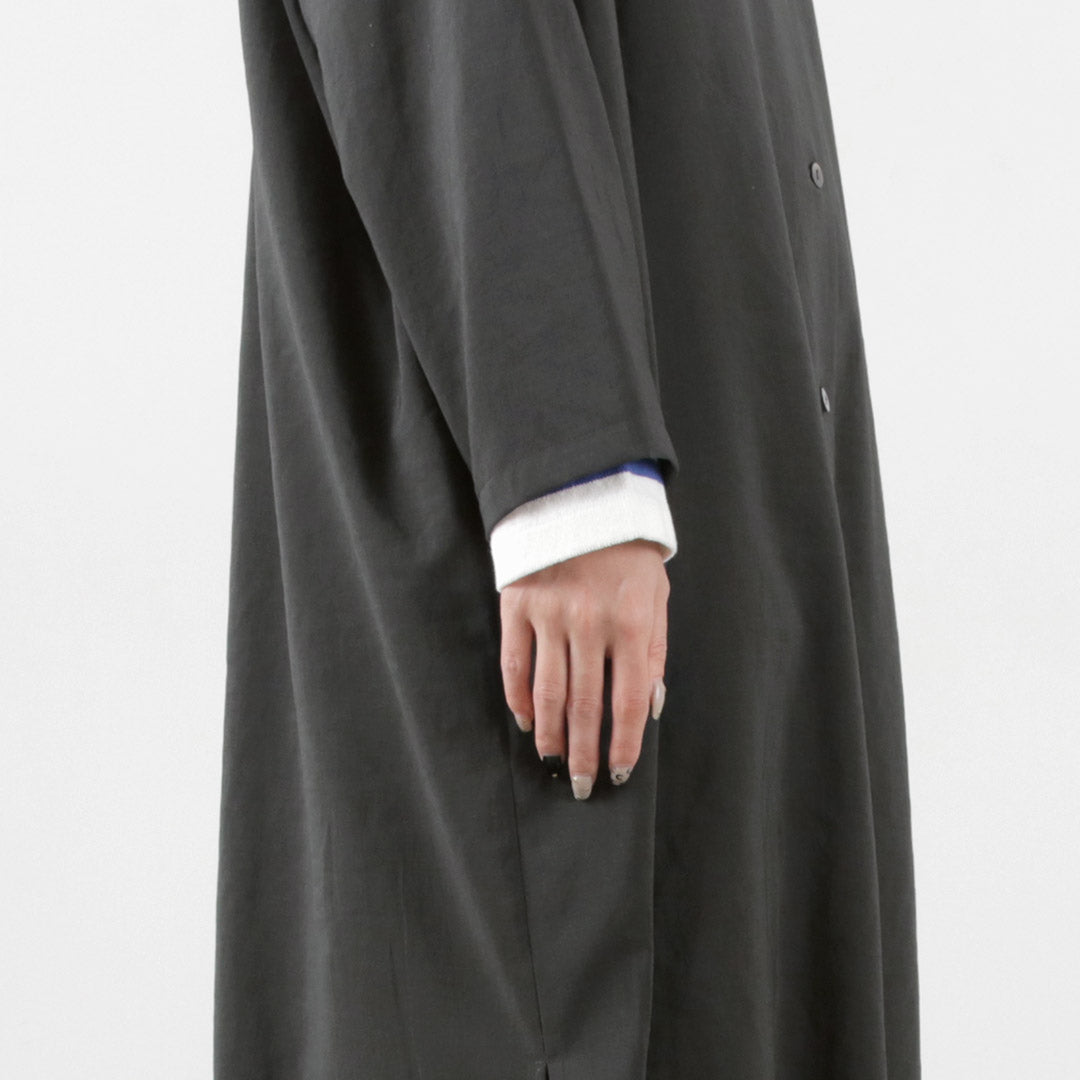 【30%OFF】mizuiro ind(ミズイロインド) ワイド シャツカラー コート / レディース アウター ライトアウター ロング ワンピース シャツワンピース 長袖【セール】