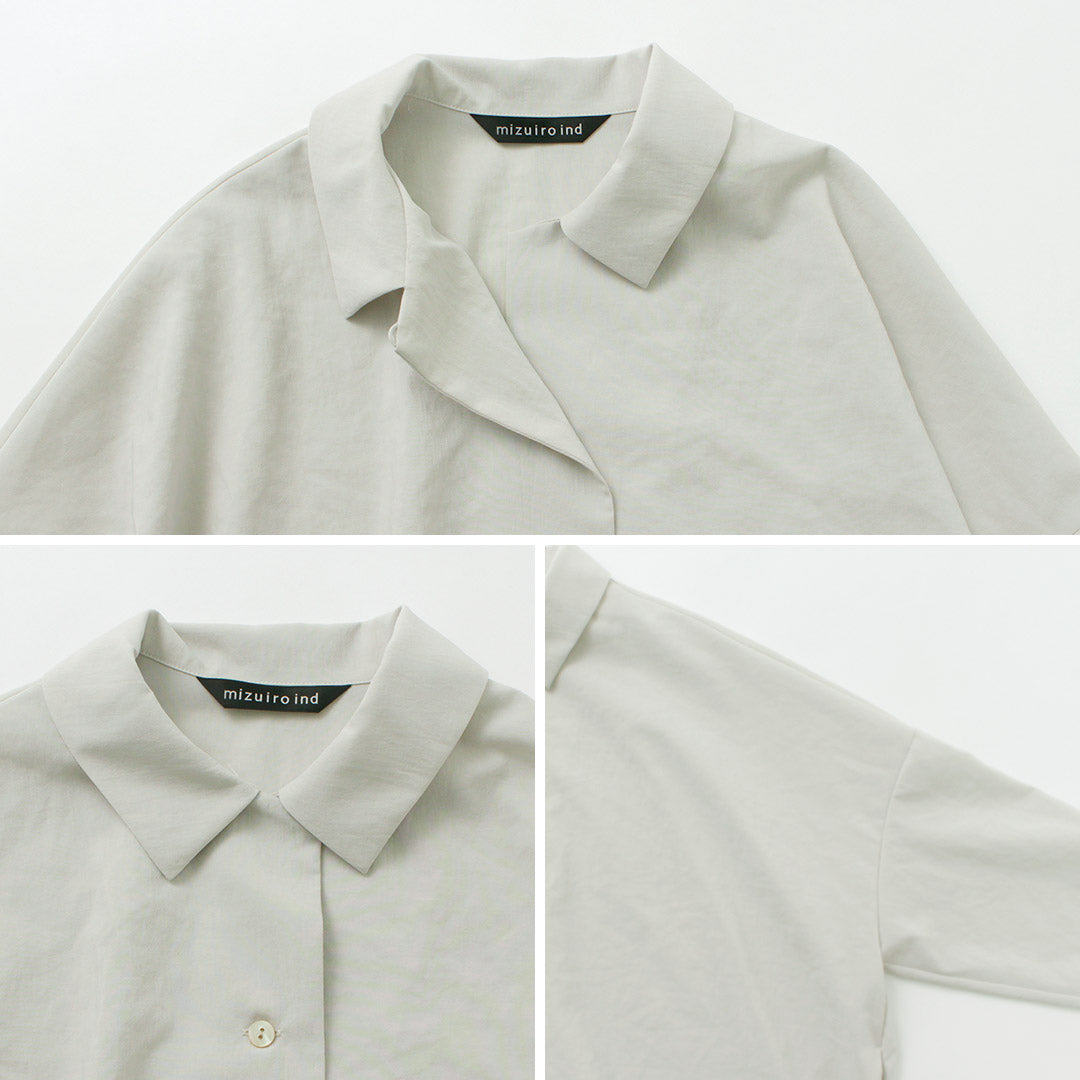 【30%OFF】mizuiro ind(ミズイロインド) ワイド シャツカラー コート / レディース アウター ライトアウター ロング ワンピース シャツワンピース 長袖【セール】
