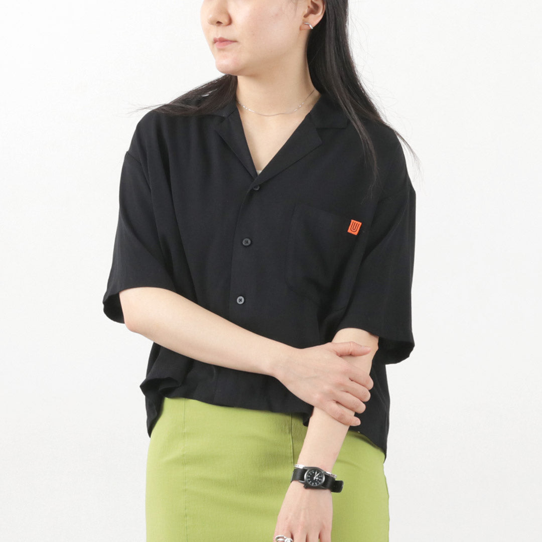 【30%OFF】UNIVERSAL OVERALL(ユニバーサルオーバーオール) レーヨンツイル オープンカラーシャツ