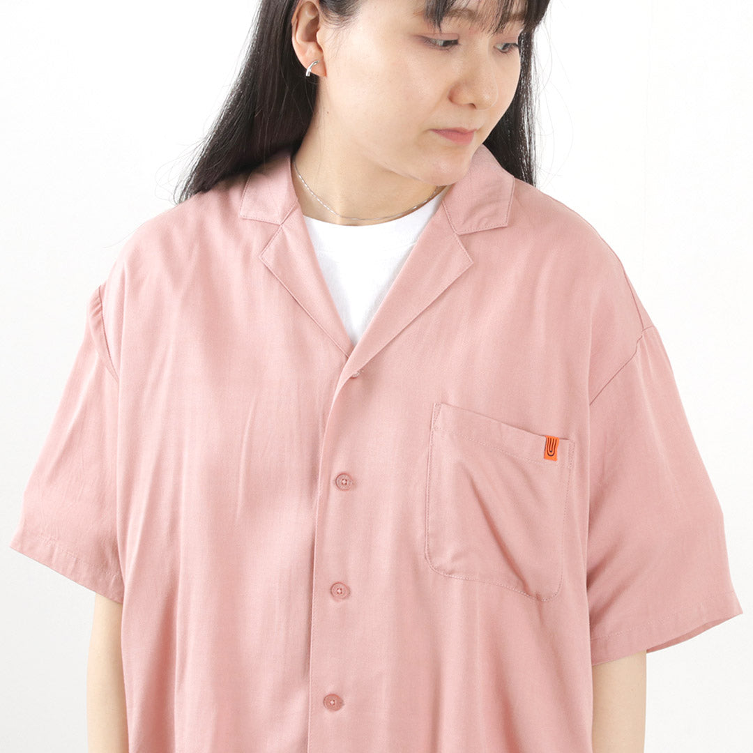 【30%OFF】UNIVERSAL OVERALL(ユニバーサルオーバーオール) レーヨンツイル オープンカラーシャツ