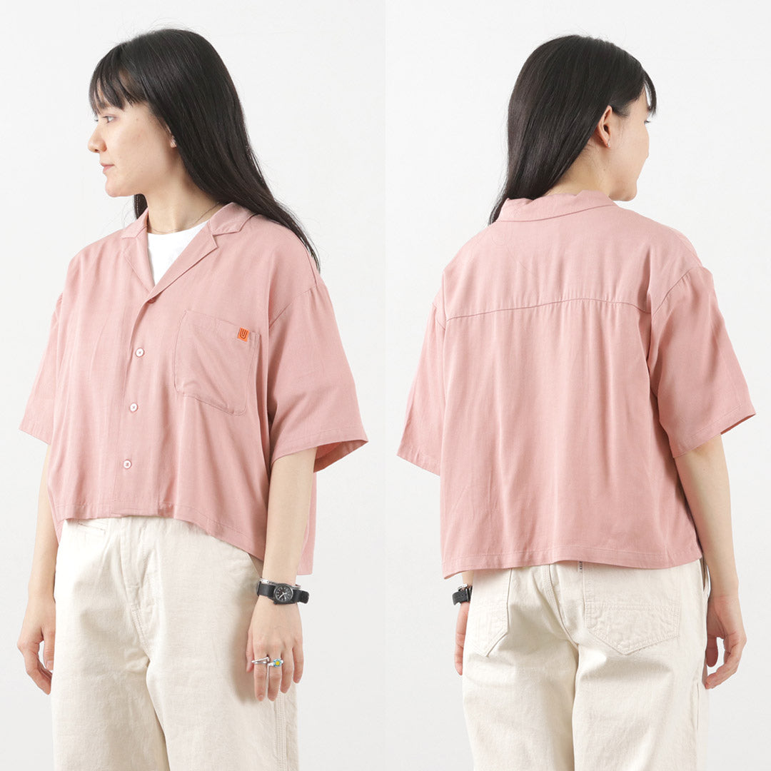 【30%OFF】UNIVERSAL OVERALL(ユニバーサルオーバーオール) レーヨンツイル オープンカラーシャツ